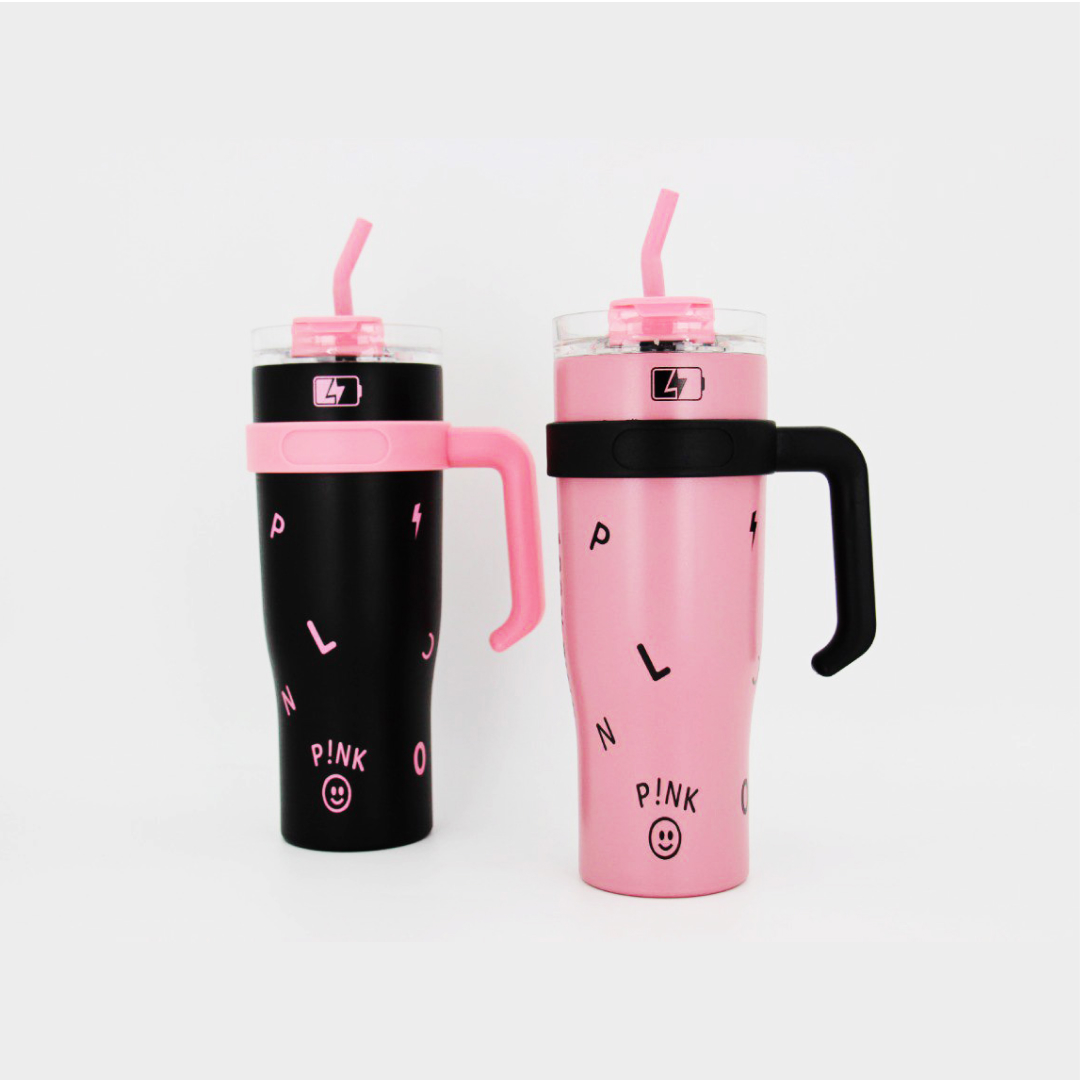 40oz Large Capacity Insulated Car Mug with Handle and Straw