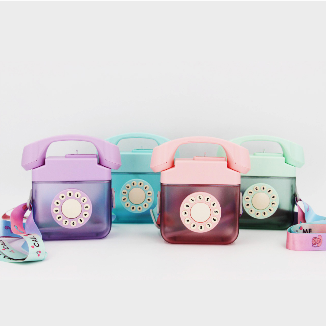 400ml Kids Slanted Phone-Shaped Water Bottle with Strap